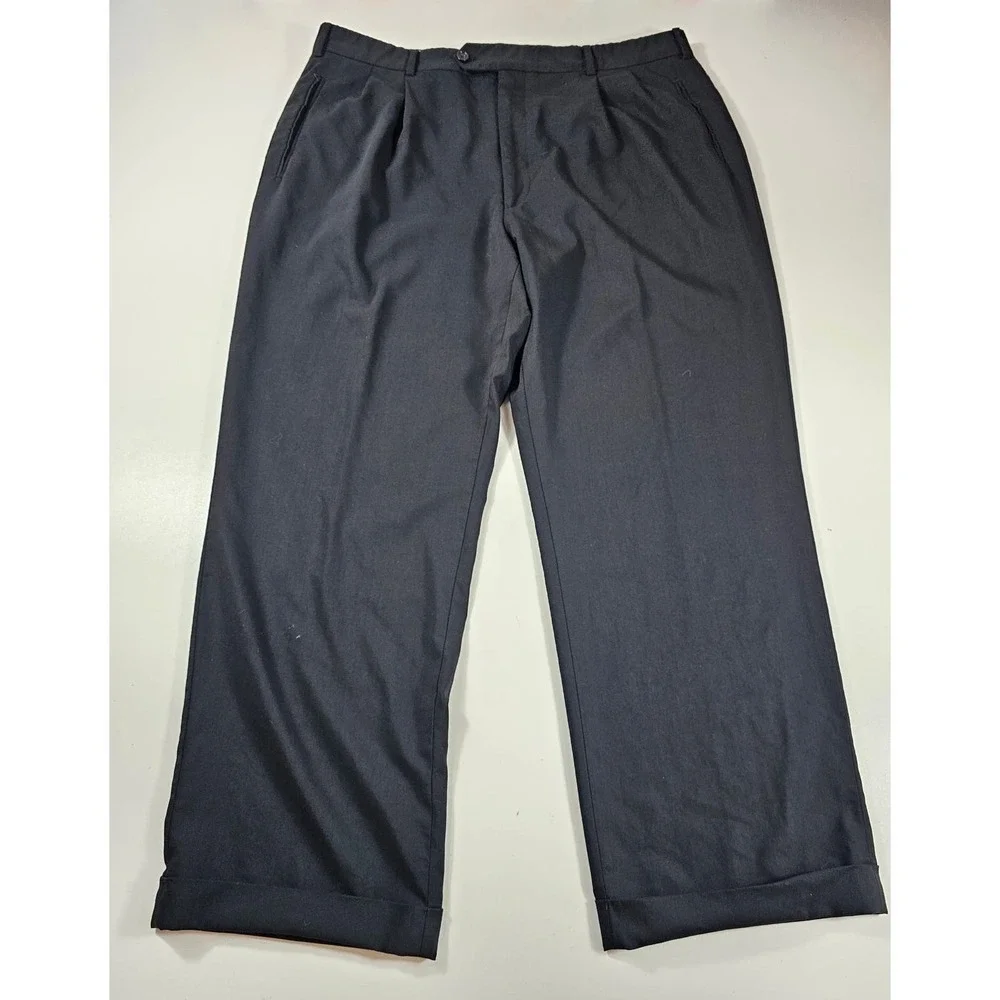 Paul Frederick Italian wool work slacks pants black size 38 R * PATCHED* -